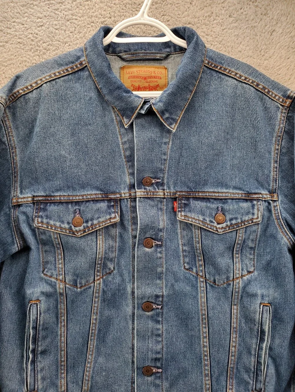 Levis Standard Trucker Denim Jean Jacket Mens Medium Blue 70507